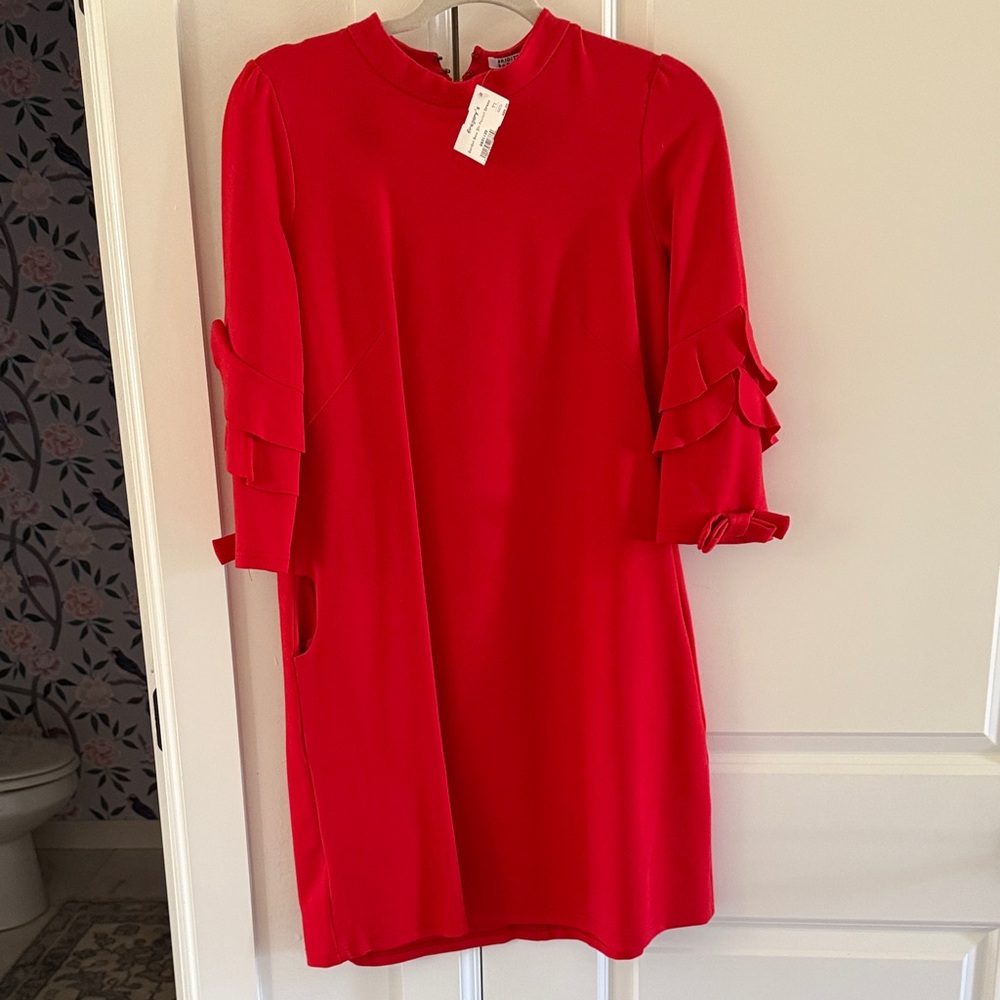 Elegant Red Ruffle Sleeve Dress Mediun